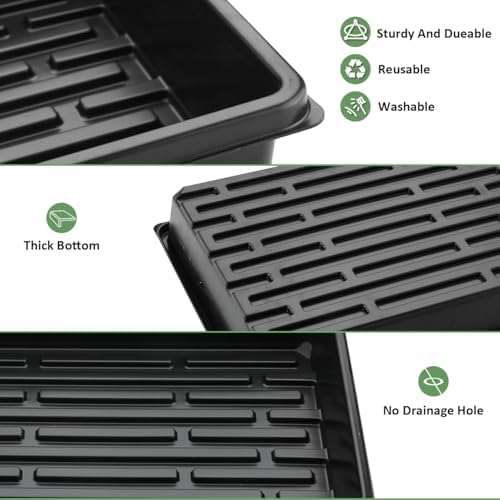 RooTrimmer 10 Pack Seed Starter Trays - Heavy Duty Plastic Flats, Fits 54 Cell Plug Tray, Seedling Tray for Carrying and Holding Plant Nursery Pot,Seed Germination & Plant Propagation (TD377)