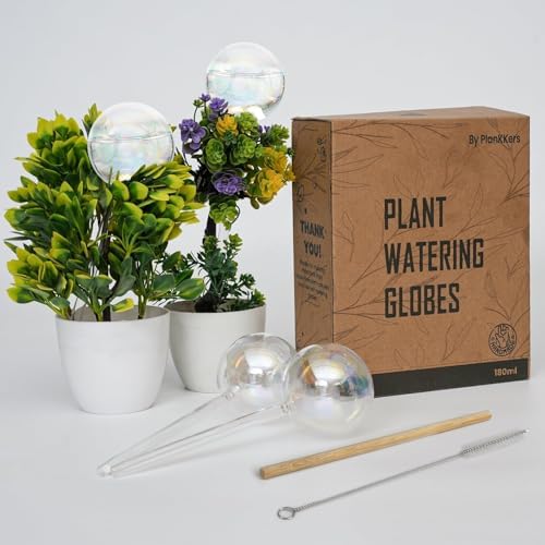 Iridescent Self Watering Globes, Glass Rainbow Plant Watering Globes, Self Watering Planter Insert, Automatic Plant Waterer Indoor (Large-4 Pcs Iridescent, Large)