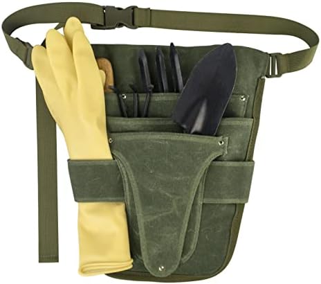 Handy Garden Tool Belt, with Multiple Pocket Heavy Duty Small Tool Belt Pouch Outdoor Gardening Tools Waist Belt for Women & Men Gardeners (Green)