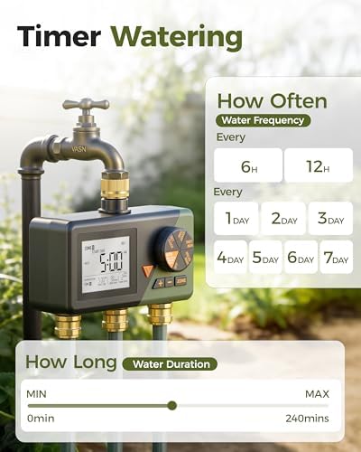 Diivoo Brass 3 Zone Sprinkler Timer, Programmable Hose Timers for Watering