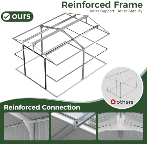 Outdoor Storage Shed 10x12 FT Reinforced Frame Metal Shed with Clear Roof, Air Vent & Lockable Door Large Garden Sheds for Backyard, Patio