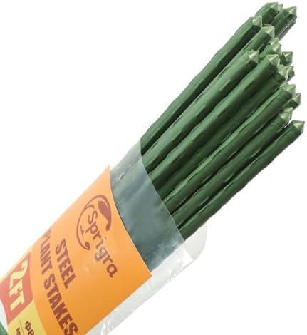 Plant Stakes 24 inch, 2ft Steel Garden Stakes 30 Pack, Sturdy Plant Support for Climbing Plants, Tomatoes, Beans, Cucumbers, Peppers, Flowers, Potted, Strengthen and Stem to Grow Better