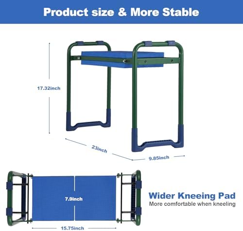 sancat Garden Kneeler, Thicker and Wider Kneeling Pad, Steel Seat Frame