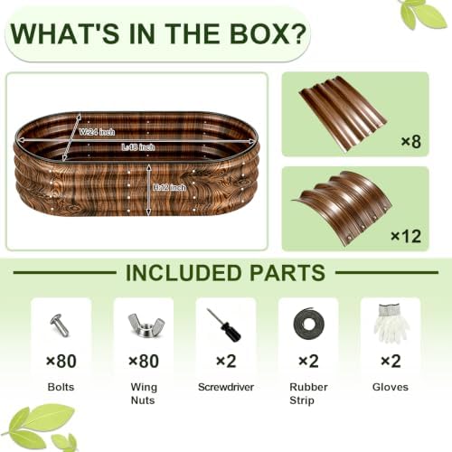 Galvanized Raised Garden Bed Outdoor 4x2x1 ft 2 Pack Oval Brown