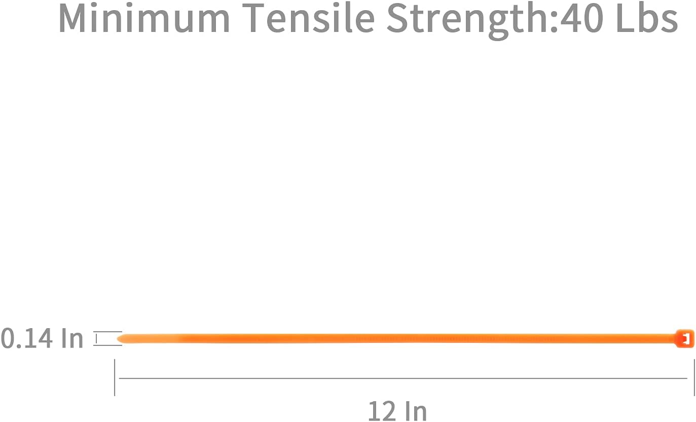 XINGO Nylon Cable Zip Ties Self Locking Plastic Wire Ties with 40 Lbs Tensile Strength for Indoor and Outdoor 12 Inch 500 Pack Orange