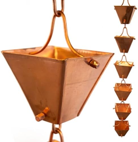 Nutshell Stores Medium Square Cups Rain Chain - Copper - 20 Feet