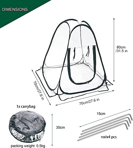 Porayhut Pop Up Greenhouse Cover,Pack of 3 Pcs,Flower House Mini Gardening Plant Flower Sunshine Room Room,Backyard PVC Greenhouse Cover for Cold Frost Protector Gardening Plants