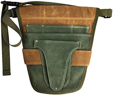 Handy Garden Tool Belt, with Multiple Pocket Heavy Duty Small Tool Belt Pouch Outdoor Gardening Tools Waist Belt for Women & Men Gardeners (Green and Brown)