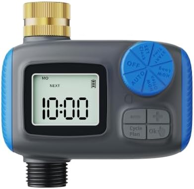 Sprinkler Timer with Brass Swivel, Digital Irrigation Controller System with Rain Delay/Manual Mode/Automatic Watering for Outdoor Garden Yard Lawn