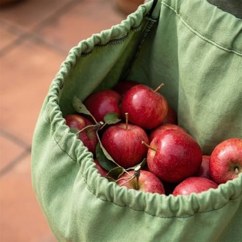 Garden Harvest Apron with Adjustable Waistband–Foldable Oxford Cloth Fruit Picking Bag for Gardening and Farm