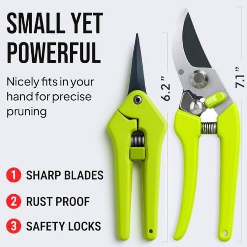 2-Pack Stainless Steel Gardening Scissors, Pruning Shears and Clippers for Gardening