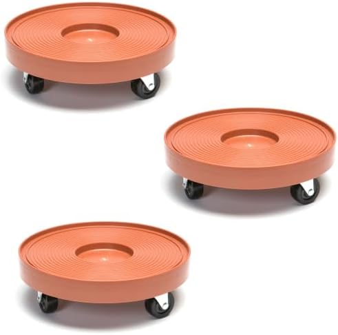 DeVaultEnterprises Devault 12 Inch Plant Dolly, Heavy Duty Rolling Plant Caddy with Wheels for Large Pots and Planters, 500 lb Capacity, Made in USA (3, Terracotta)