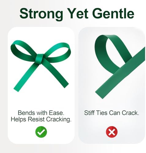 Plant Tie Tape – 4 Rolls (788 ft) Stretch Vinyl (PVC), 0.5" Wide, Non-Adhesive Garden Ties for Stems & Poles – Includes Mesh Bag & Binder Clip (788 ft)