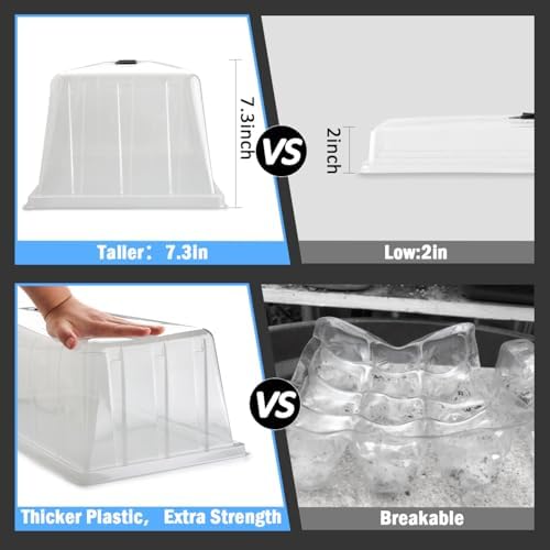 10 Pack 1020 Humidity Domes, 7.3" Tall Clear Seed Tray Cover
