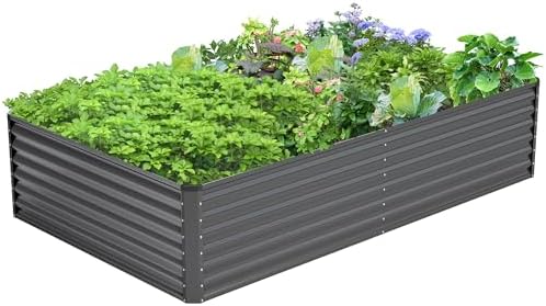 8x4x2FT Galvanized Raised Garden Bed,Galvanized Planter Boxes Outdoor, Large Metal Raised Garden Beds for Vegetables-Grey
