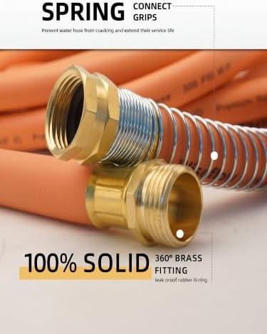 Wiseflow Garden Hose 75FT x 5/8", Heavy Duty Rubber Hose, Water Hose with Five Layered Braiding, Male Female Fittings, 1000PSI Burst, 300PSI Working for Yard, Car Wash, Pets (Orange)
