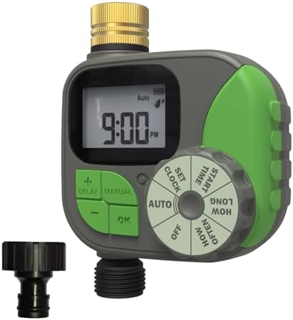 Water Timer for Automatic Watering System Easy to Program Three Modes Automatic Sprinkler Rain Delayed Watering Manual Watering Outdoor Use