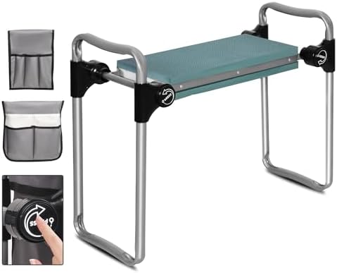 New Generation Garden Kneeler and Seat, Foldable Gardening Stool with 2 Tool Pouches and EVA Foam Pad, Gardening Gifts for Parents Seniors, Lightweight & Heavy Duty, Green