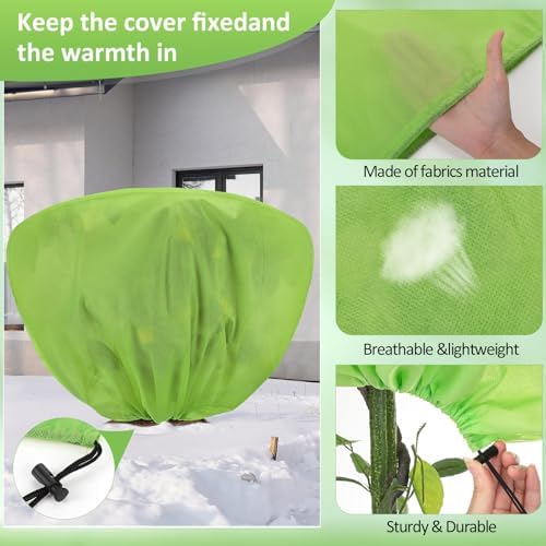 Winter Plant Covers Frost Protection Bags, Green, 6 Pcs