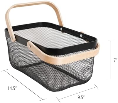 Metal Mesh Steel Harvest Basket, Wire Garden Basket with Handle