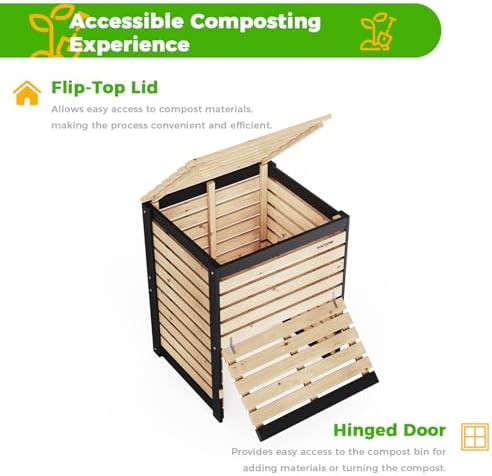 130 Gallon Canada Cedar Wood Compost Bin, Outdoor Composter, Natural