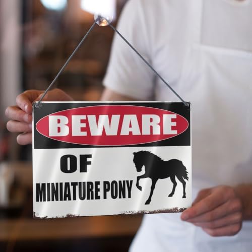 Beware Of Miniature Pony Metal Tin Sign Warning Sign Safety Signs For Home Outdoor Garden 8x12 Inches