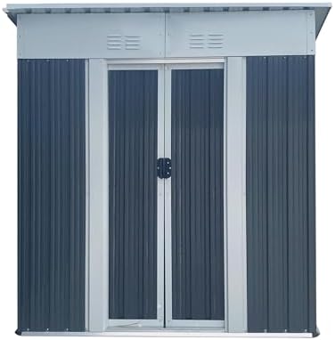 5 x 3 FT Outdoor Storage Shed, Metal Garden Shed with Aluminum Alloy Frame, Tool Shed Outdoor Storage with Lockable Sliding Doors & Vents, Small Storage House Waterproof for Backyard, Lawn, Gray