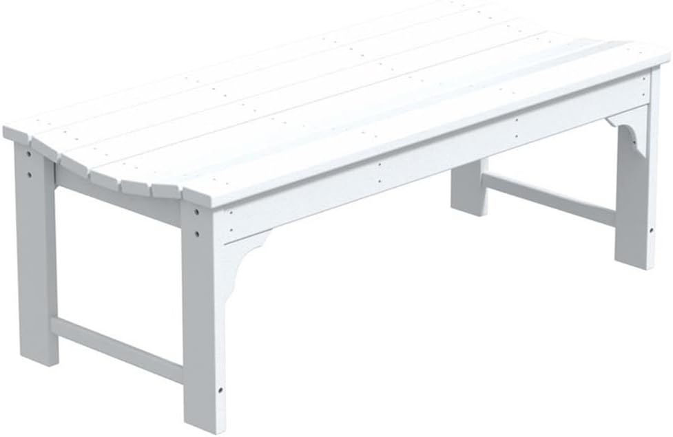Outdoor Benches Weatherproof, All Weather Resistant Park Bench Poly Lumber Backless Garden Bench Seat for Entryway Front Porch, White