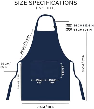 Utopia Kitchen Bib Aprons 2 Pack Adjustable With 2 Pockets 100% Polyester