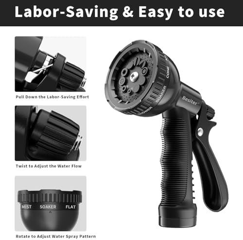 Garden Hose Nozzle Sprayer: 10 Watering Patterns Spray Nozzles Heavy Duty Hose Head Hose Attachment