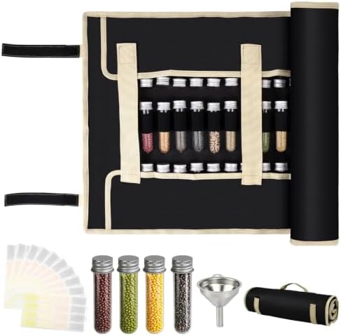 Seed Storage Organizer with 48 Reusable 38ml Bottles &160 Labels saving kit