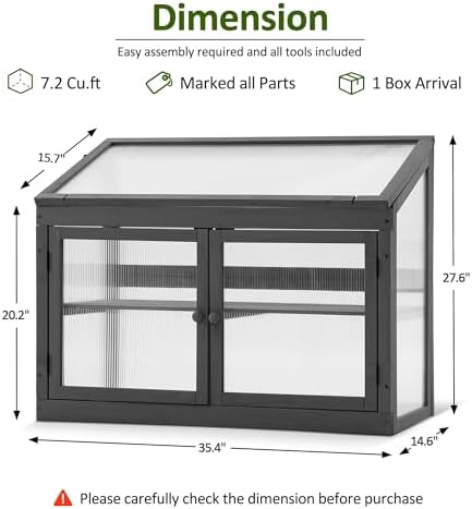 MCombo Wooden Cold Frame Garden Greenhouse Flower Planter 0160 (Dark Grey)