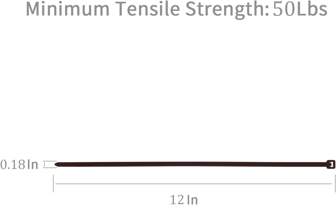 XINGO 1000 PCS Brown Zip Ties 12 Inch, 60 LBS Tensile Strength, Self-Locking Nylon Plastic Nylon PA66 Wire Ties for Indoor and Outdoor Use