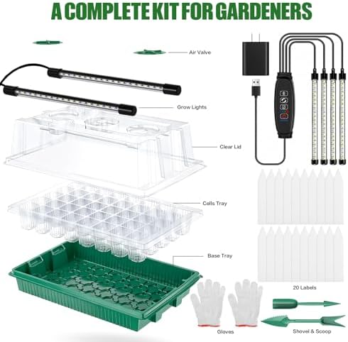 2 Pack 80 Cell Seed Starter Tray with Grow Light & Humidity Dome