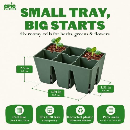 6-Cell Seed Starter Tray - 6 Trays - Sage Green