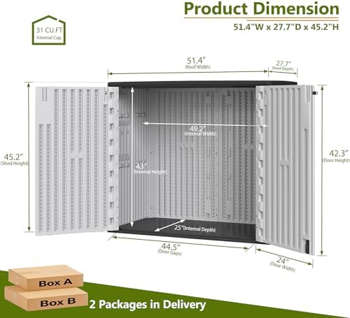 ZZM 37 Cu.ft Outdoor Storage Cabinet with One Tool Kit, Horizontal Storage Shed for Garage, Garbage Cans, Garden Accessories