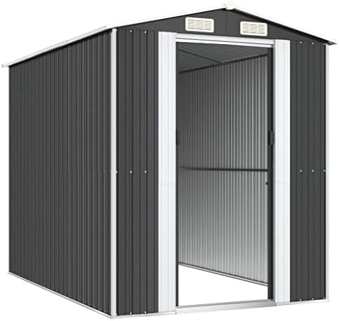 Tidyard Metal Garden Shed with Double Sliding Door and Vents, Galvanized Steel Outdoor Tool Storage House, Garden Equipment Organizer Anthracite for Patio Backyard Lawn