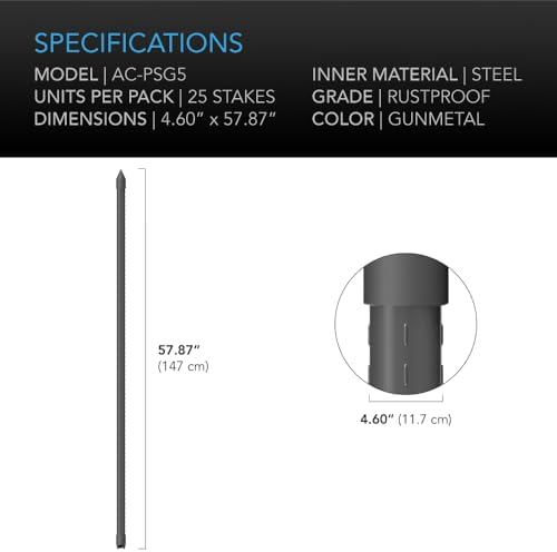 AC Infinity Garden Plant Stakes, Heavy-Duty Steel 60"