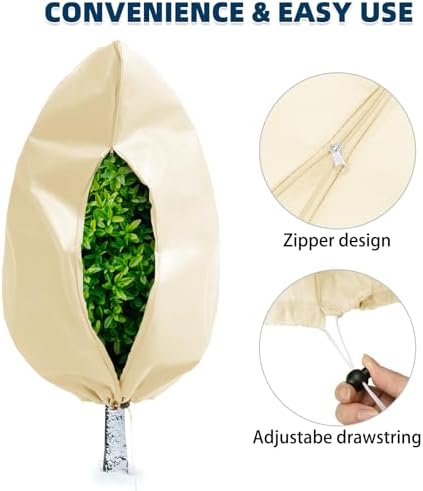 Homimp Frost Protection for Plants,Plant Covers Warm Plant Protection Cover Bags for Winter Frost Cold Weather Shrubs & Trees Jacket Covers,Yellow, 31.5" W x 47.3" H(8 PCS)