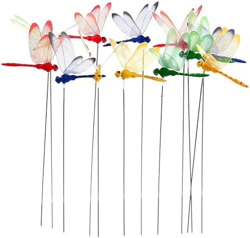 24 Pieces Dragonfly Garden Stakes 3D Dragonfly Garden Decor