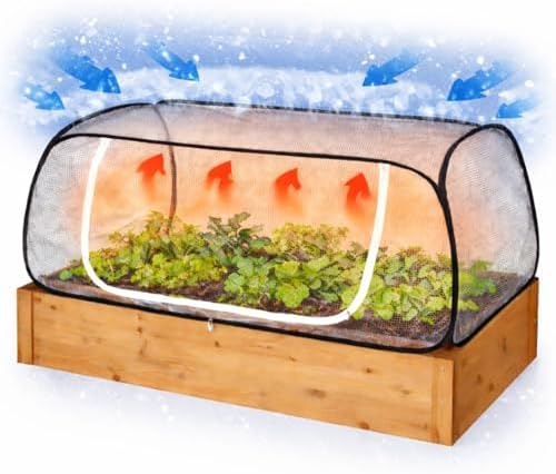 Greenhouse Cover for Raised Garden Bed-45''x22''x18'' Raised Bed Cover Freeze Protection with Zipper Door in Winter,Seedlings Plants Growth Cover Against Pests & Animals in Spring