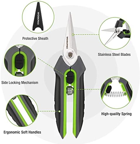 WORKPRO 2-Pack Garden Pruning Shears, 8" Bypass & 6.25" Straight Shears