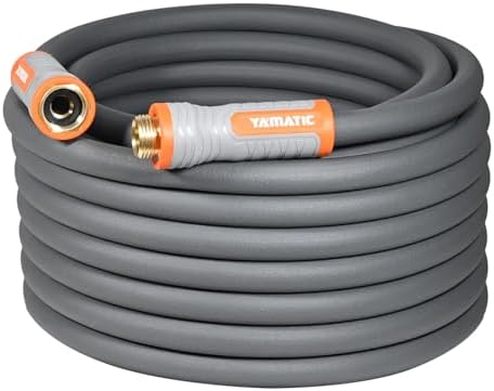 YAMATIC Flexible Garden Hose 5/8" x 75ft, 360° Swivel Handle, Burst 600 PSI