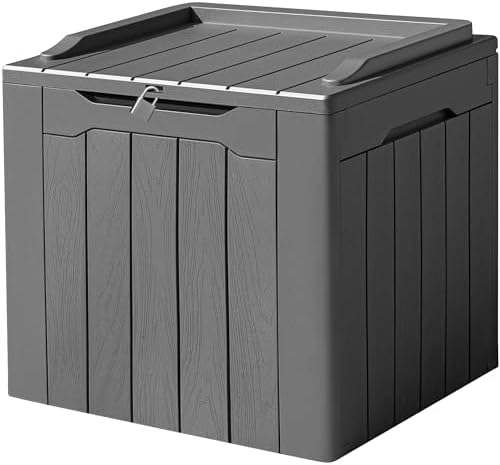 Devoko 31 Gallon Waterproof Outdoor Storage Box Resin Deck Box Lockable and UV Resistant for Patio Furniture,Garden Tools (Grey)