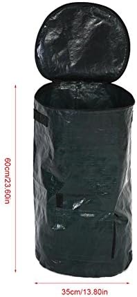 Collapsible Compost Bag, 13.8 x 23.6 inch Organic Waste Kitchen Garden Yard Compost Bag PE Cloth Planter Lawn and Leaf Bags Garden Bag Yard Waste Bag(13.8 x 23.6 inch)
