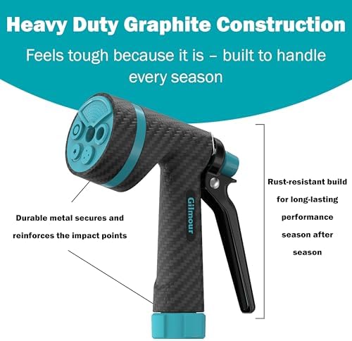 Gilmour Heavy Duty Rear Control Garden Hose Nozzle with Swivel Connect