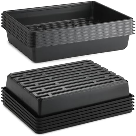 RooTrimmer 10 Pack Seed Starter Trays - Heavy Duty Plastic Flats, Fits 54 Cell Plug Tray, Seedling Tray for Carrying and Holding Plant Nursery Pot,Seed Germination & Plant Propagation (TD377)