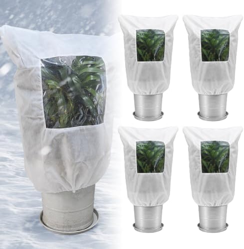 Plant Frost Protection Covers with Viewing Window, Zipper & Drawstring