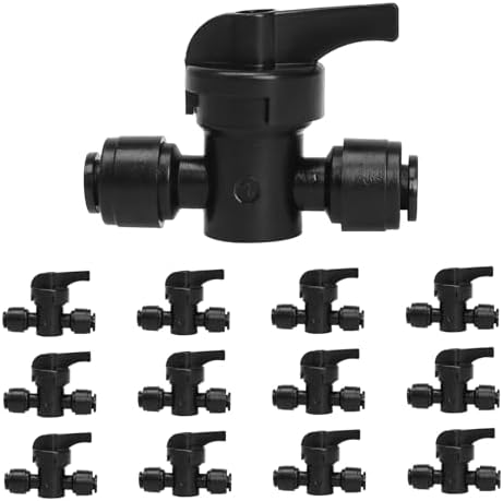 MIXC 12 Pack 1/4 Inch Drip Irrigation Valves, Quick Connect 1/4 Inch Drip Irrigation Shut Off Valves for 1/4" Tubing, Water Flow Control Sprinkler Valve for Drip Sprinkler Garden System