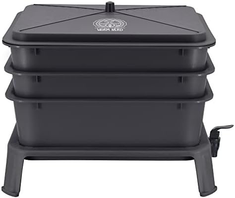 WN40 4-Tray Worm Composting Bin Kit with Coco Coir for Recycling Food Waste, Worm Castings, Worm Tea, Vermiculture and Vermicomposting